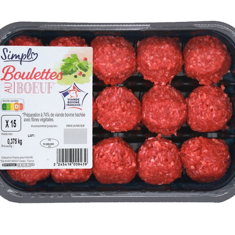 Boulettes au bœuf SIMPL
la barquette de 15 - 375g - ARSHPRIX