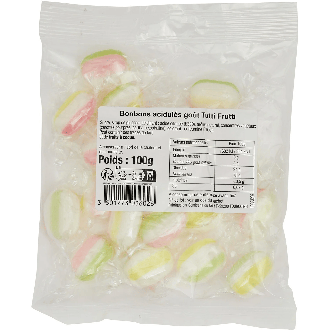 Bonbons acidulés goût Tutti Frutti - ARSHPRIX