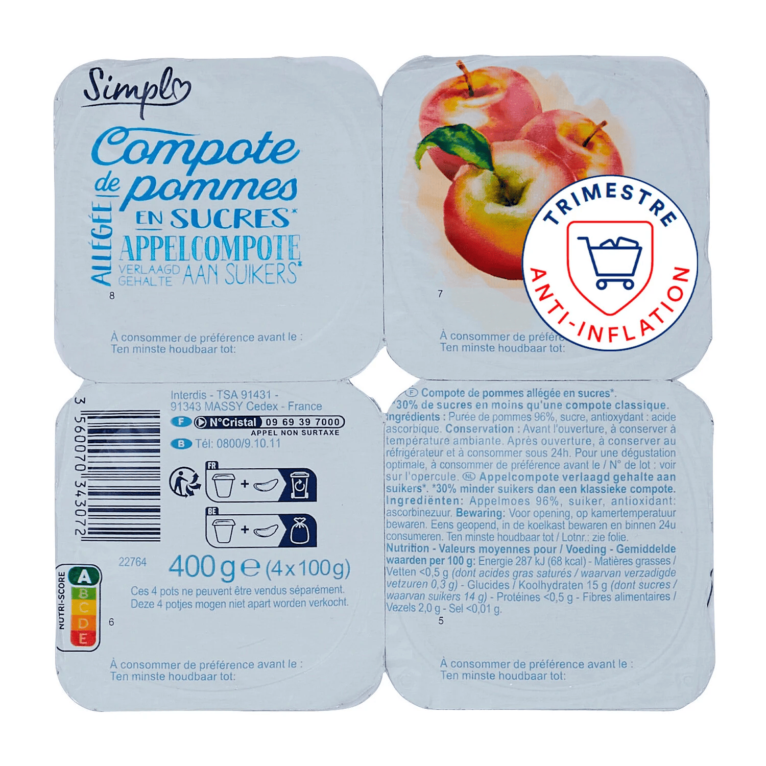 Compote de pommes CARREFOUR - ARSHPRIX