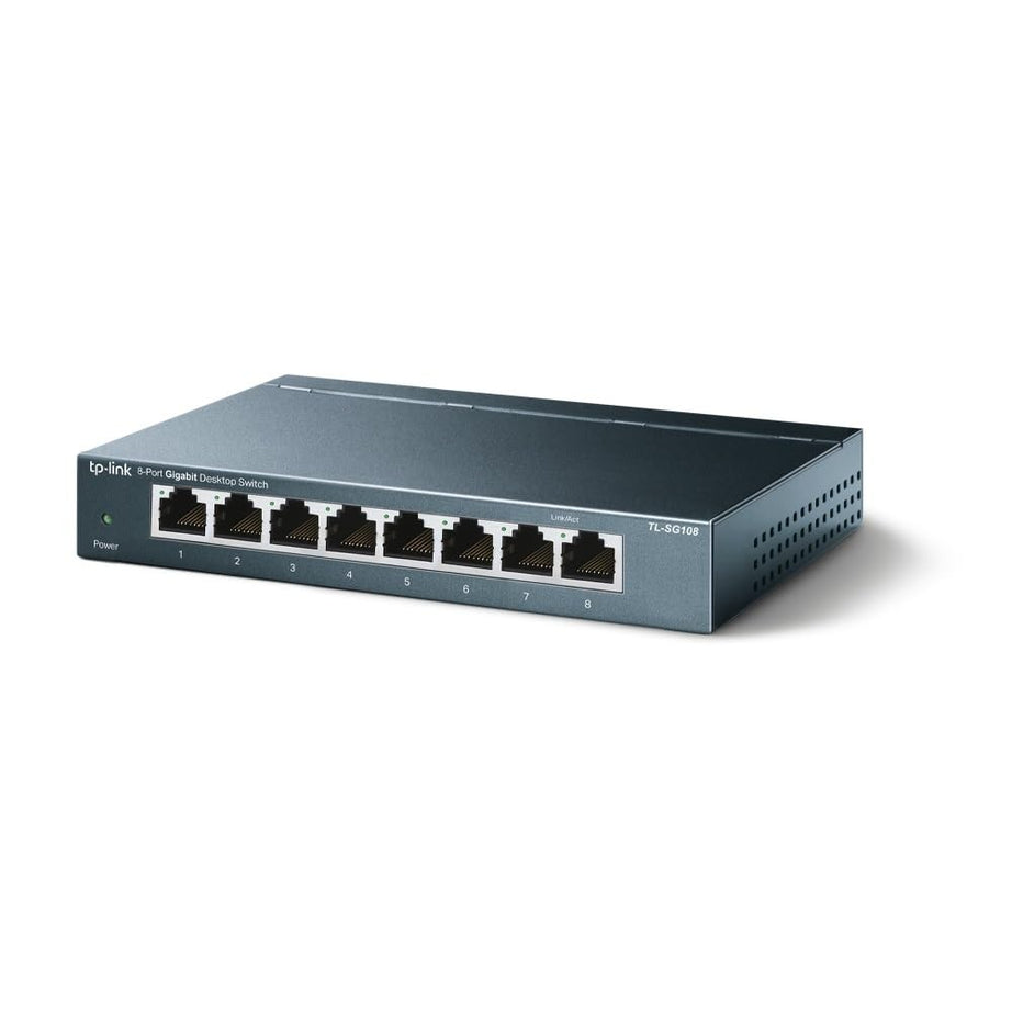 TP-Link TL-SG108 Switch Ethernet 8 ports Gigabit Hub RJ45 metallique 10/100/1000 Mbps, IGMP Snooping, switch RJ45 idéal pour étendre le réseau câblé pour les bureaux à domicile