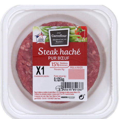 Steak haché pur bœuf 15% MG - ARSHPRIX