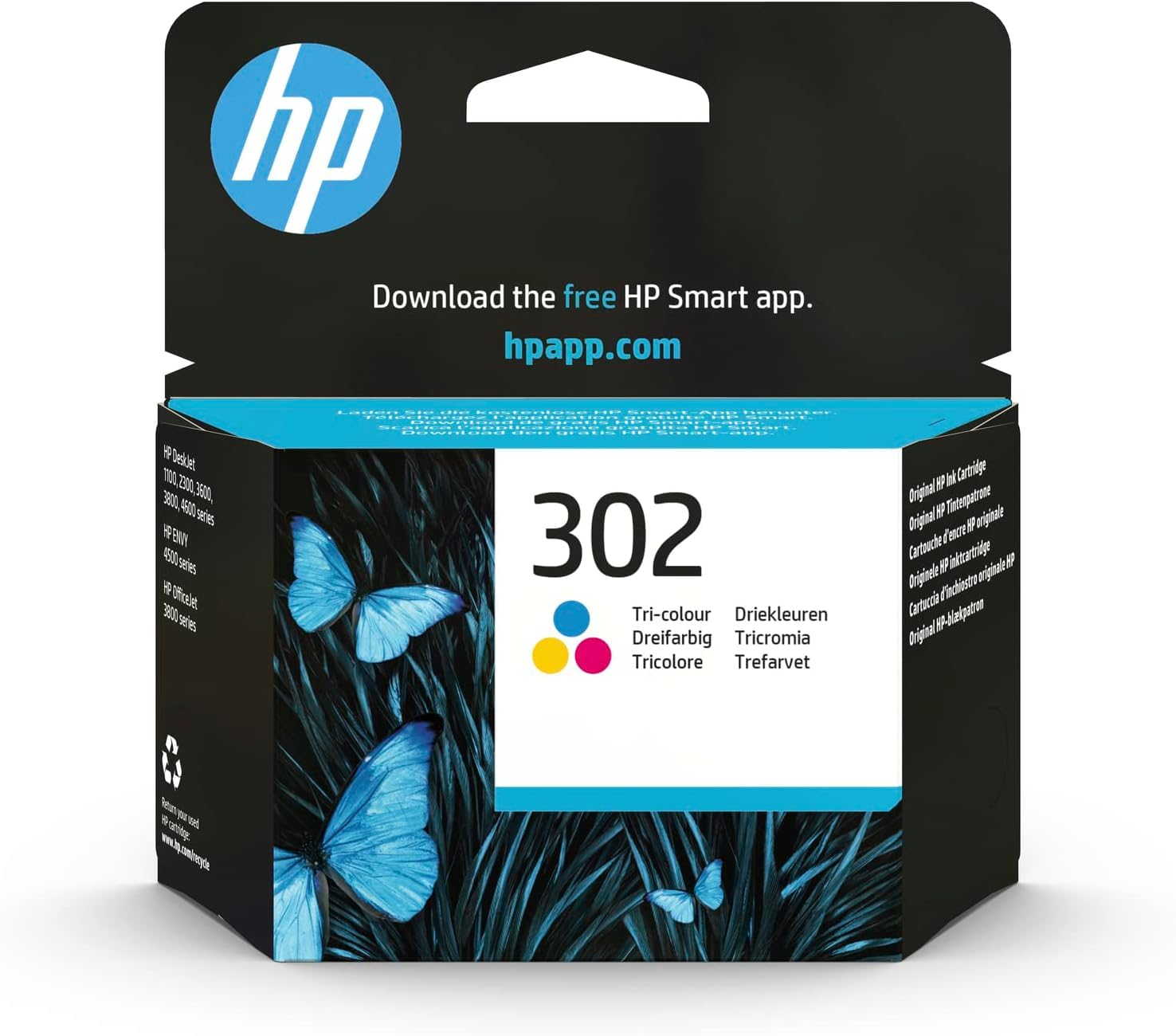 HP 302 Cartouche d'Encre Trois Couleurs Authentique (F6U65AE), Cyan/Magenta/Jaune