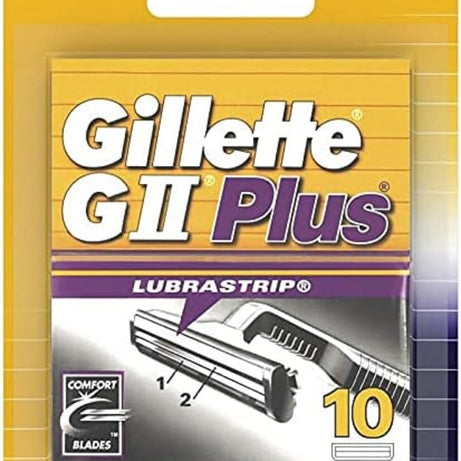 Gillette GII Plus Lubrastrip Lames de Rasoir Homme, Lubrastrip, Pack de 10 Recharges [OFFICIEL]