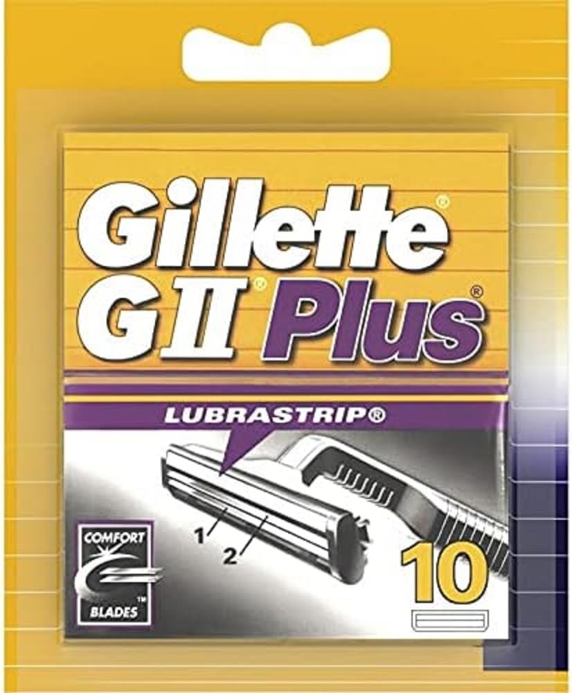 Gillette GII Plus Lubrastrip Lames de Rasoir Homme, Lubrastrip, Pack de 10 Recharges [OFFICIEL]