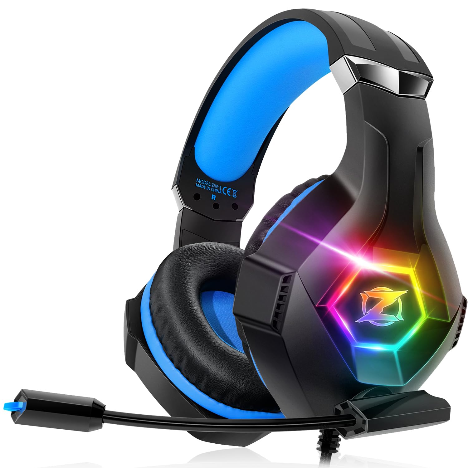 Ozeino Casque Gaming pour PS5 PS4 Xbox One PC Switch, Casque Gamer PS5 avec Micro, Stéréo Sound et RGB Light