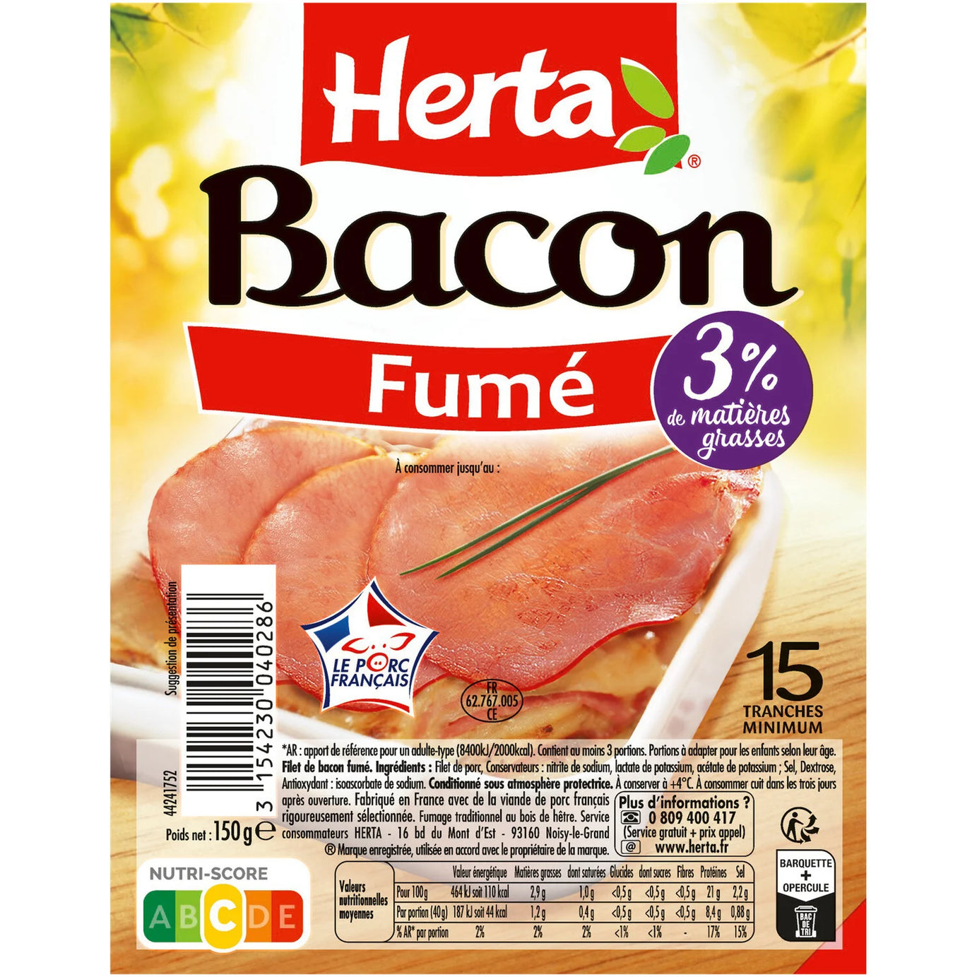 Bacon fumé HERTA - ARSHPRIX