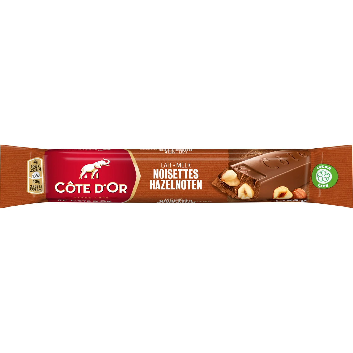 Barre chocolatée au lait et noisettes COTE D'OR - ARSHPRIX