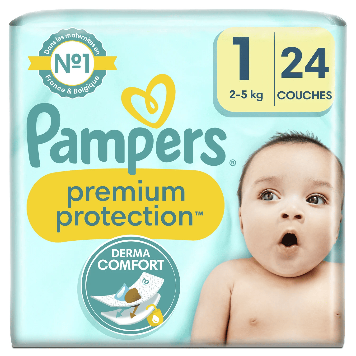 Couches Bébé Premium Protection Taille 1 2kg-5kg PAMPERS - ARSHPRIX