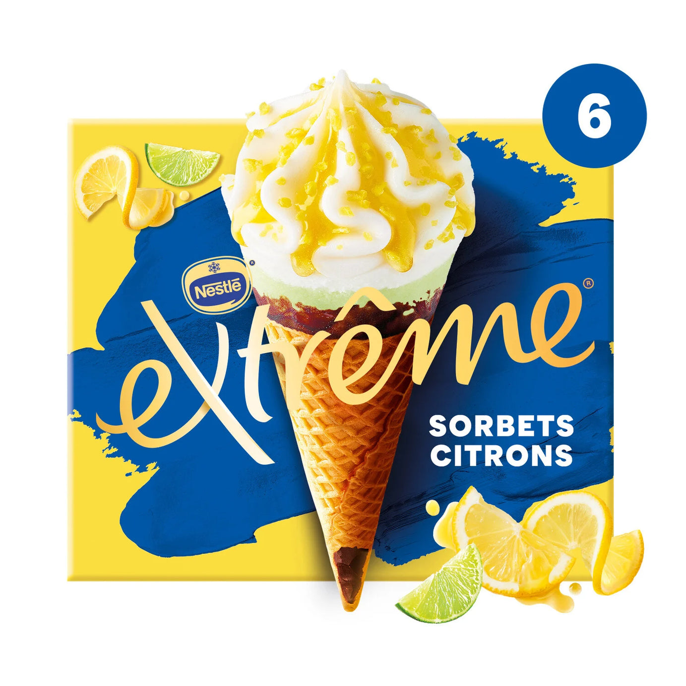 Glace Cône sorbet citron jaune et vert EXTREME - ARSHPRIX