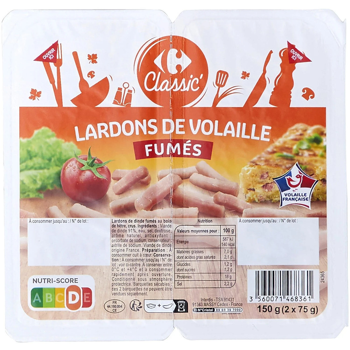 Lardons de volaille fumés CARREFOUR CLASSIC' - ARSHPRIX